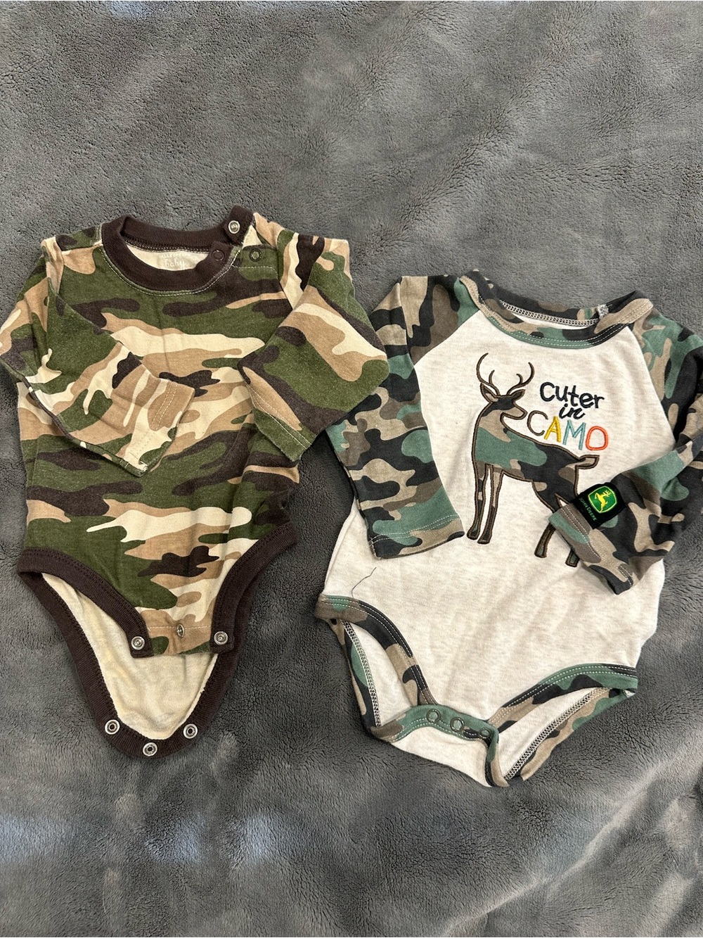 John Deere Green and Tan Camo Long-Sleeve Baby One-Piece Bodysuit